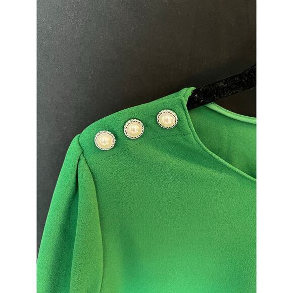 Melloday Blouse/Green/Large/Button Detail/Holiday/Work/Professional - Picture 3 of 7